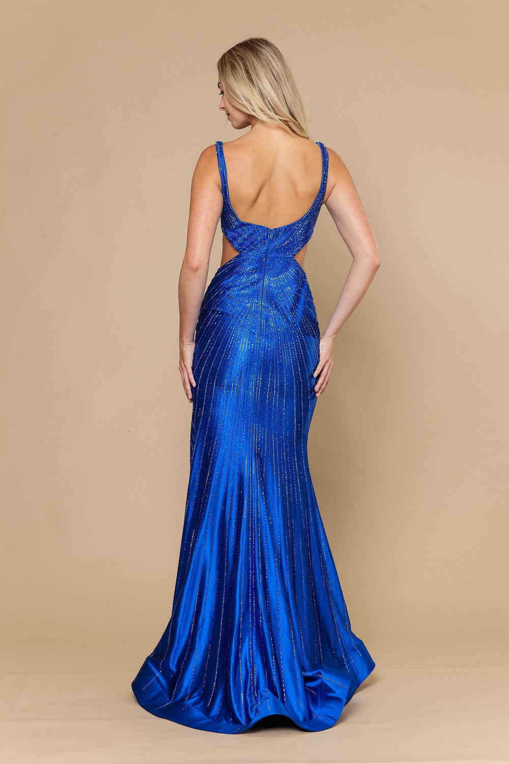 V-Neck Floor-Length Satin Prom Mermaid/Trumpet Poly USA 25026