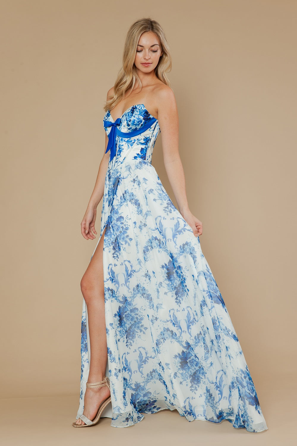Sweetheart Floor-Length Chiffon Prom A-Line Poly USA 25080