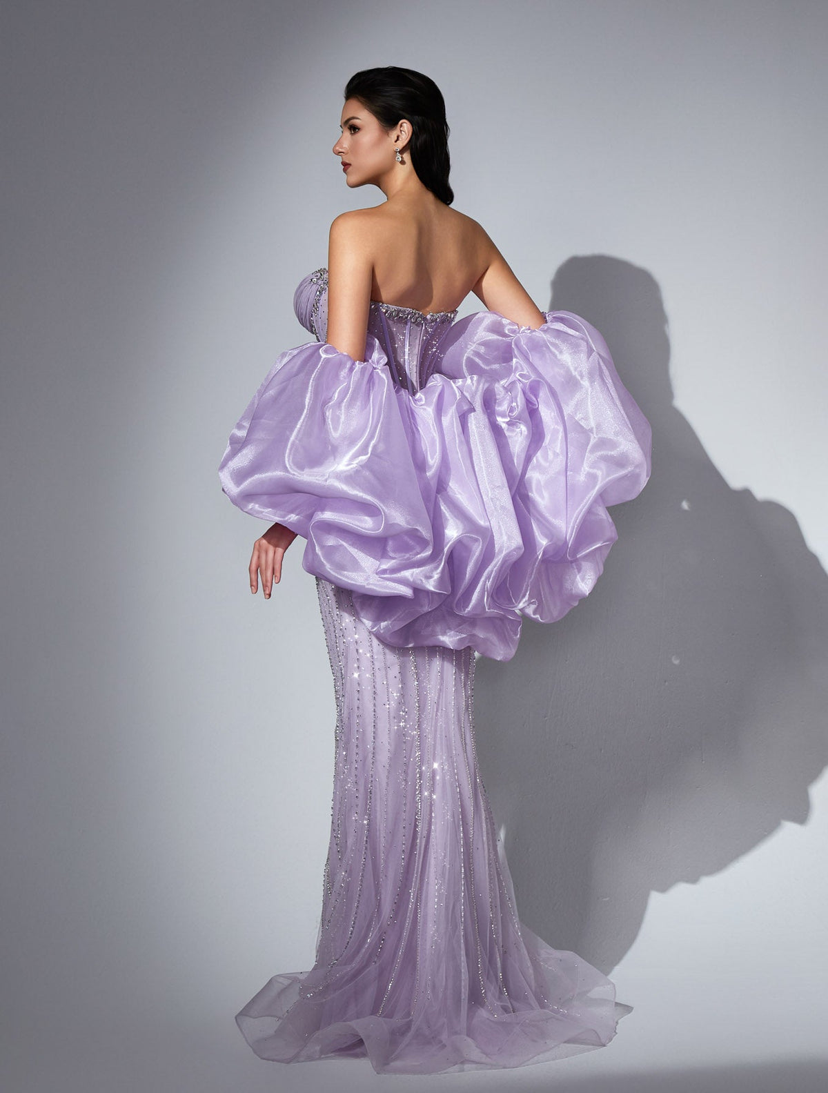 Strapless Curved Neck Floor-Length Organza Prom Mermaid Trumpet Pre Order