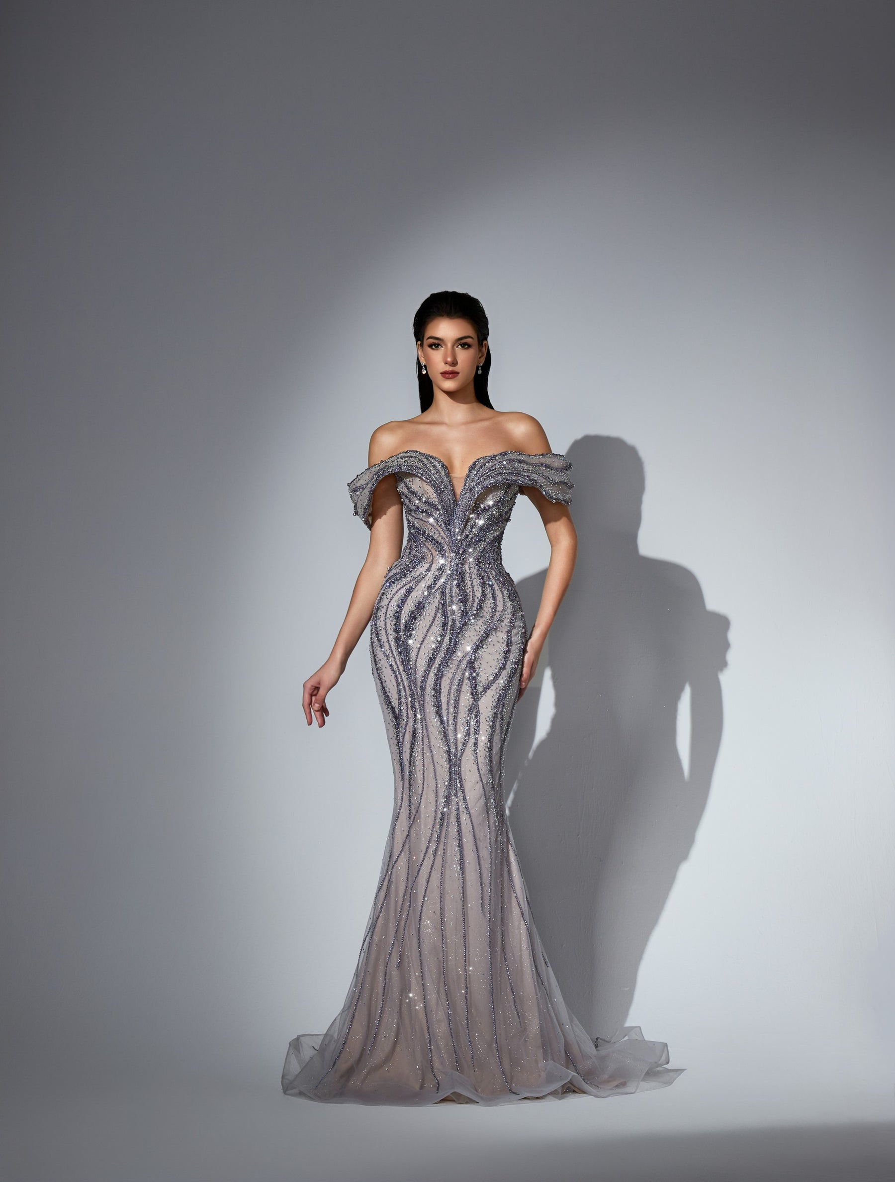 Off-the-Shoulder Floor-Length Sequin Formal Mermaid Luscious Delia LD11538 Pre Order