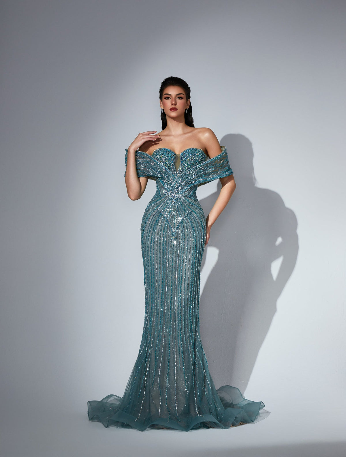 Off-the-Shoulder Floor-Length Tulle Prom Mermaid Trumpet Pre Order