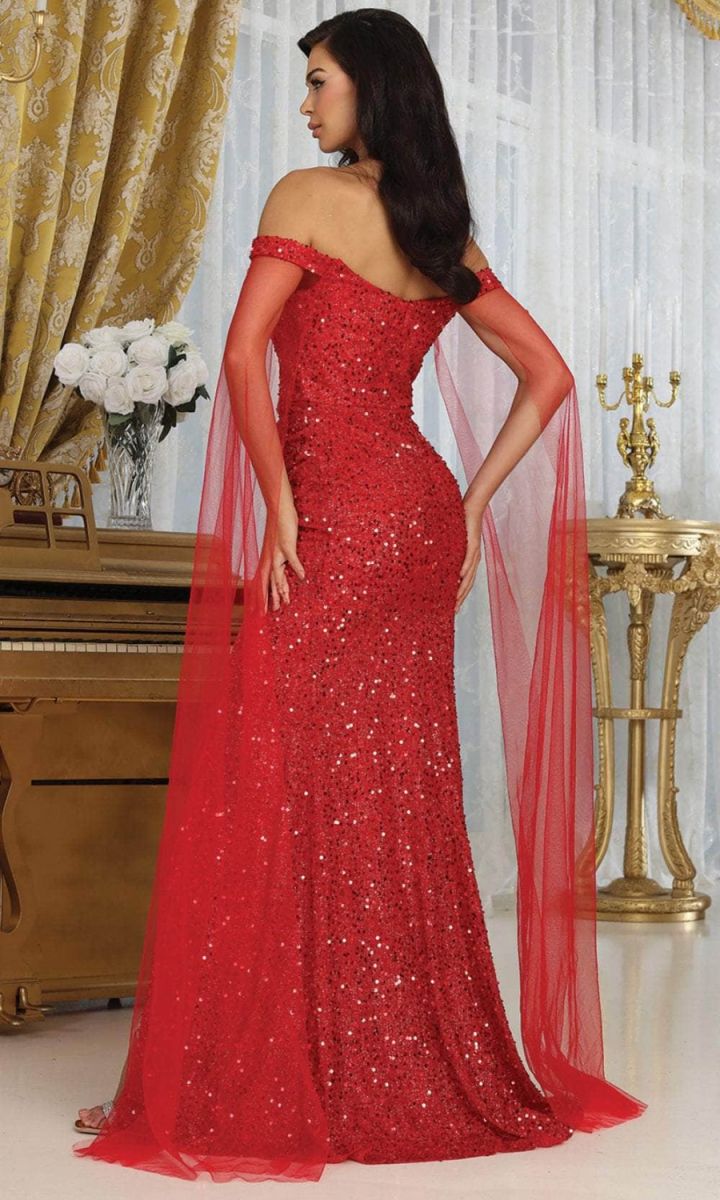 Off-the-Shoulder Floor-Length Sequin Prom Sheath May Queen RQ8012