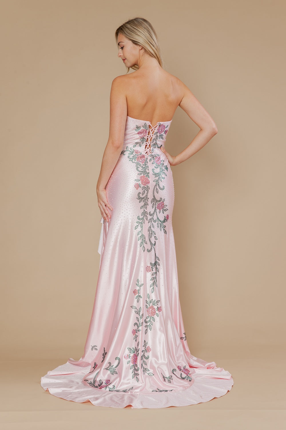 Strapless Curved Neck Floor-Length with Train Satin Prom Mermaid/Trumpet Poly USA 25194