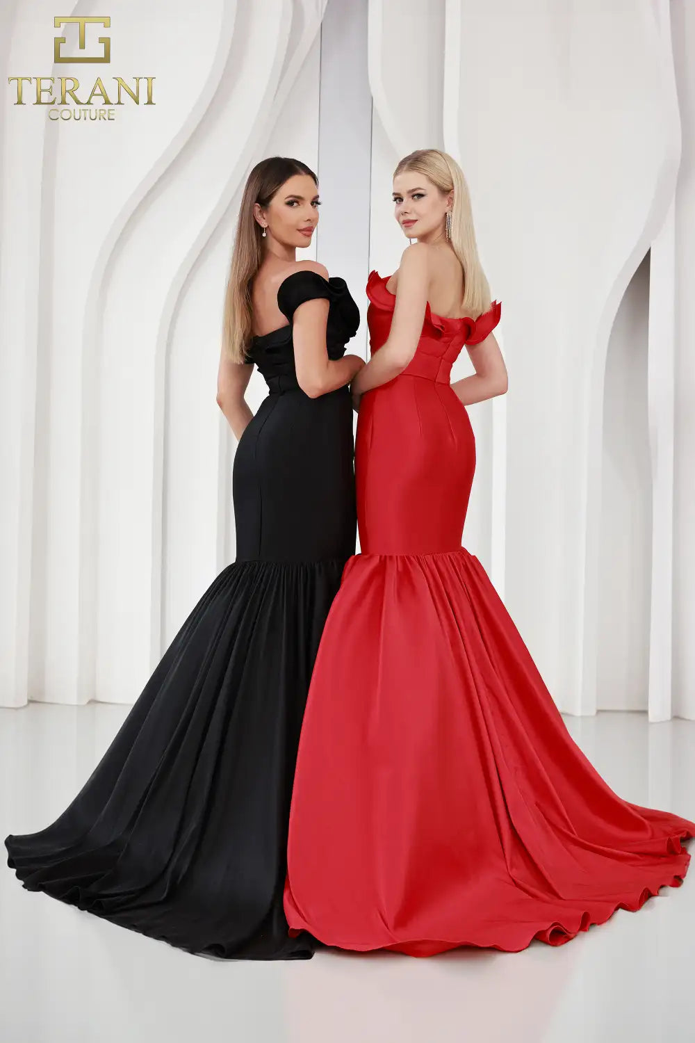 Prom Dresses Long Fitted 3D Floral Prom Formal Dress Black