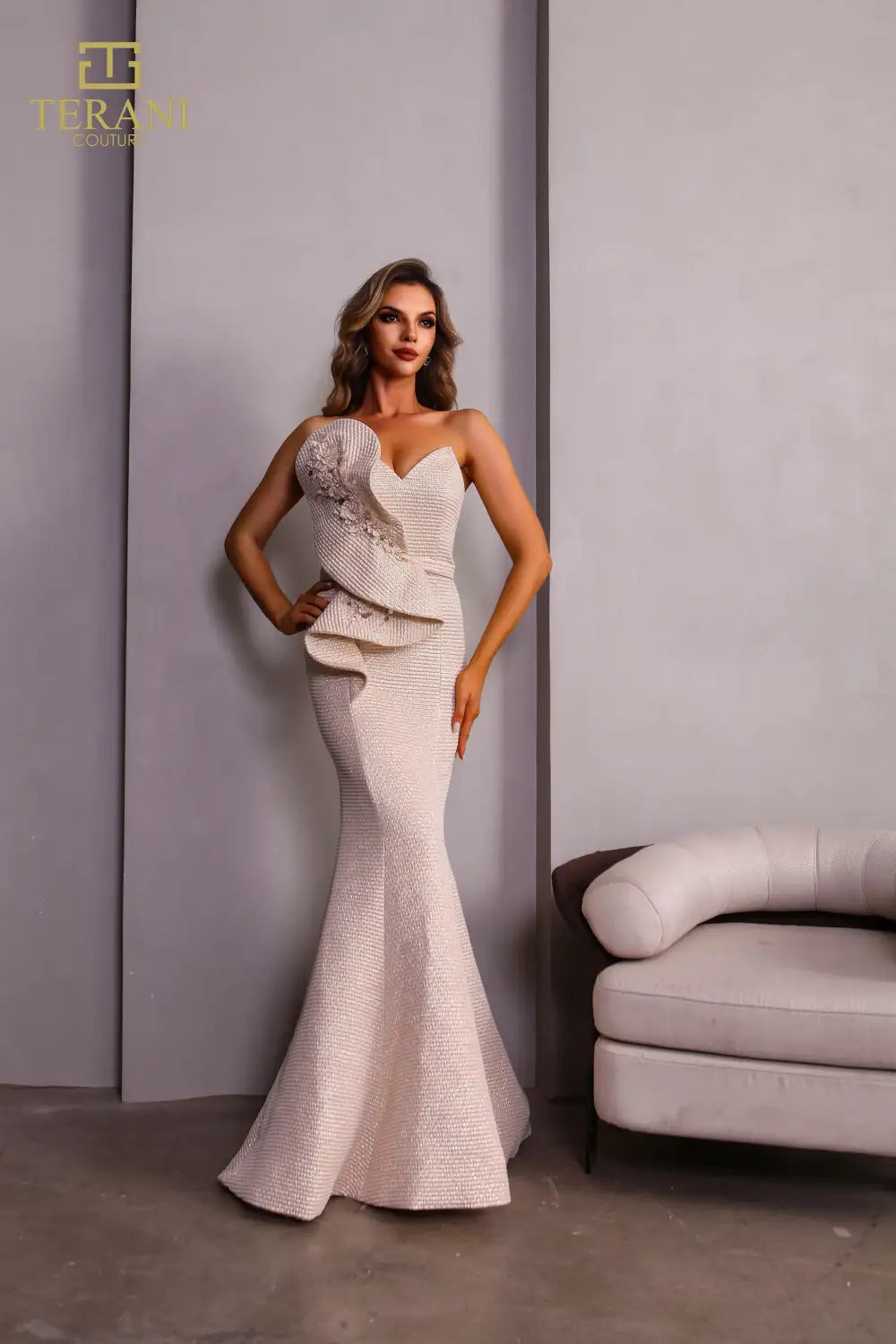 Formal Dresses Fitted Long Formal Metallic Evening Dress Rose Gold