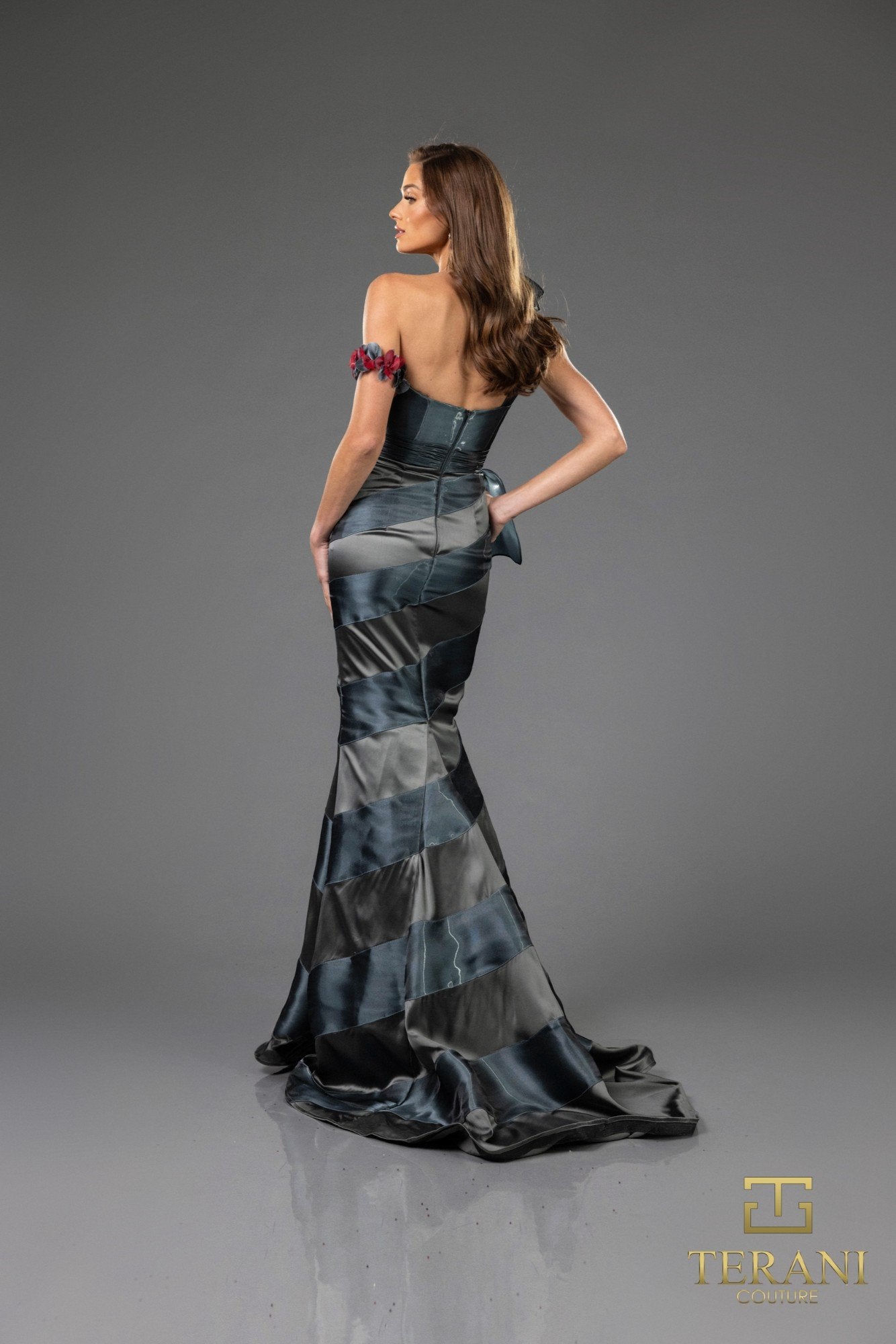 Prom Dresses Mermaid Ruffle Long Formal Prom Dress Slate