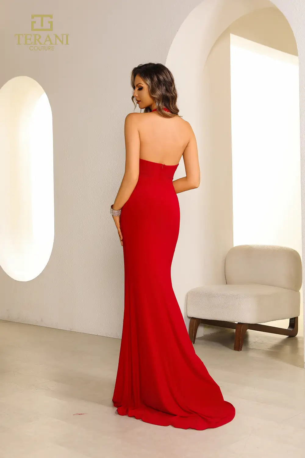 Prom Dresses Long Slit Fitted Evening Formal Prom Dress Red