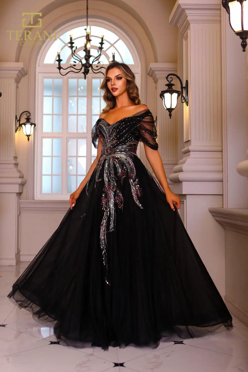 Formal Dresses Long Beaded Ball Gown Formal Dress Black Multi