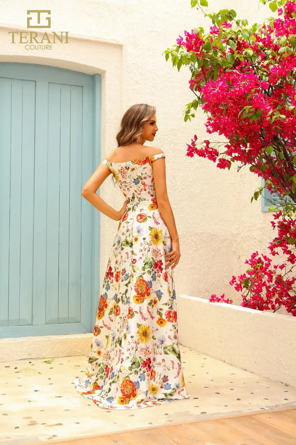 Prom Dresses A Line Long Floral Formal Prom Dress Ivory Multi