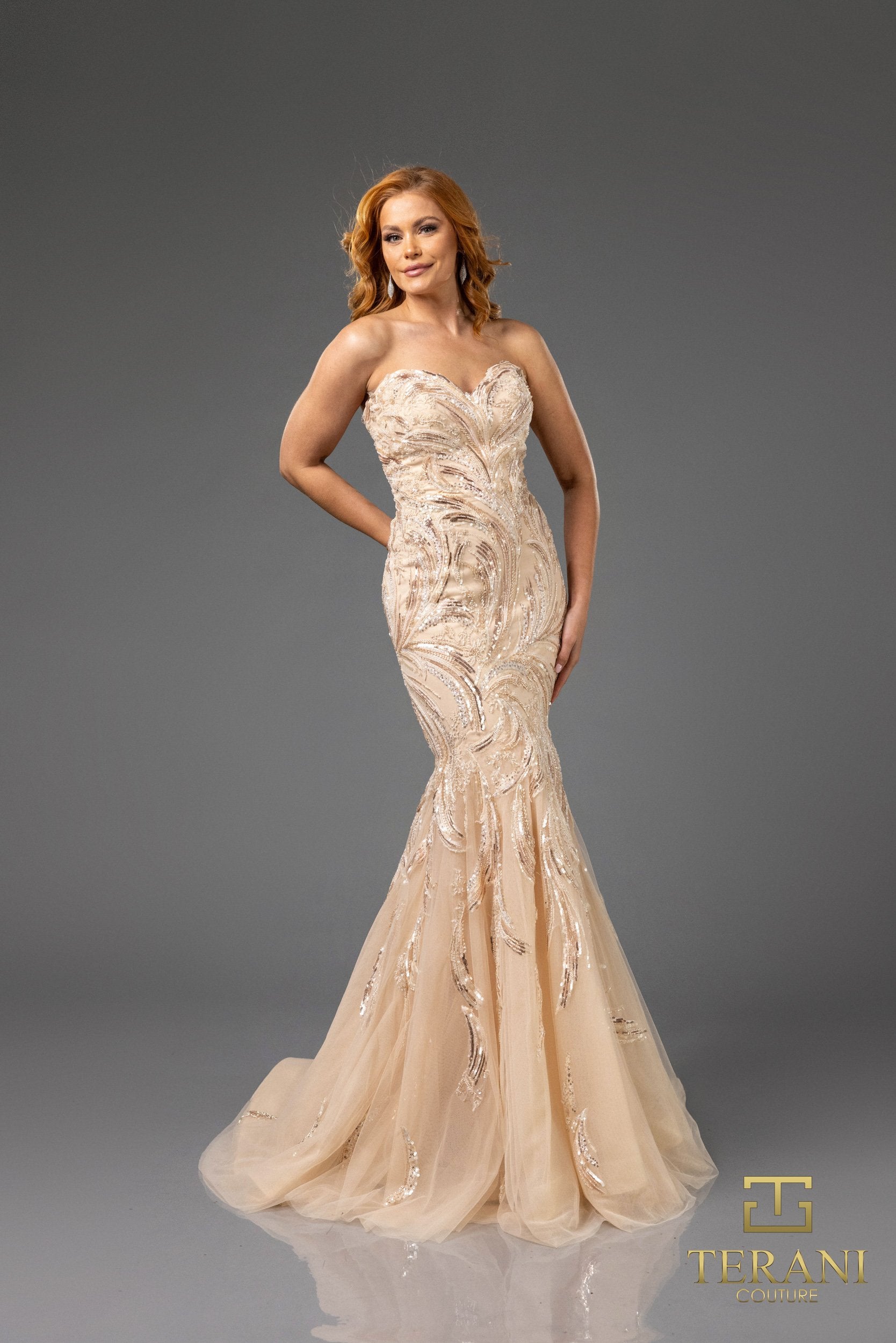 Prom Dresses Prom Long Fitted Formal Beaded Prom Dress Champagne