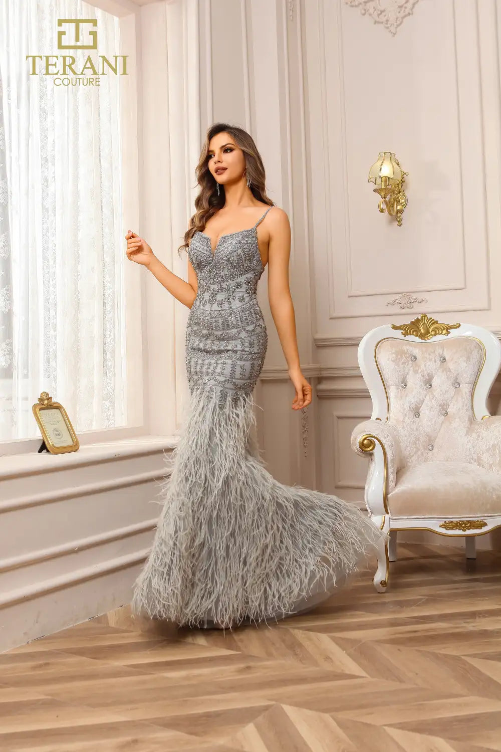 Prom Dresses Long Fitted Sequin Formal Prom Dress Silver Gunmetal