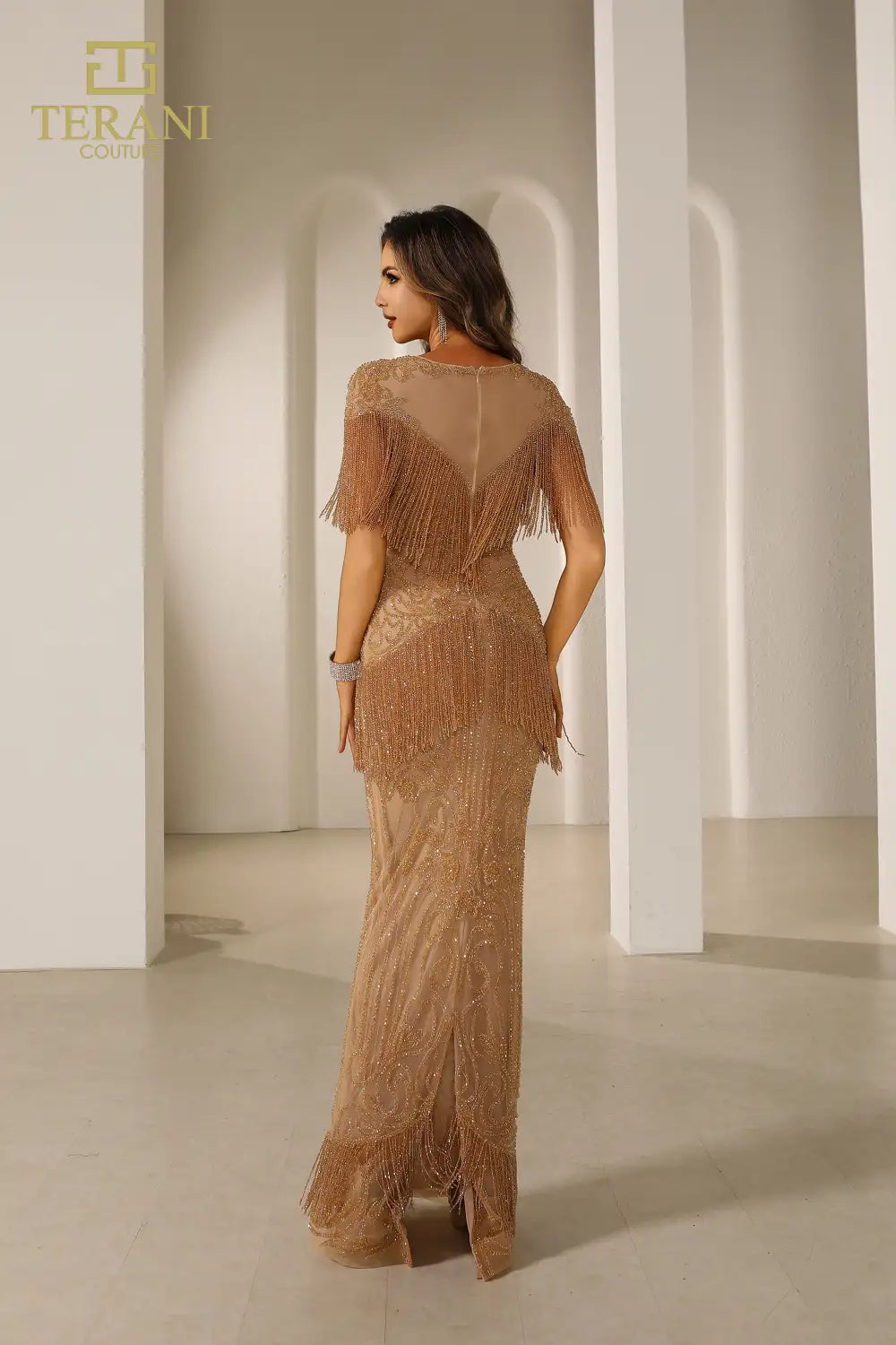 Formal Dresses Long formal Fitted Evening Dress Gold