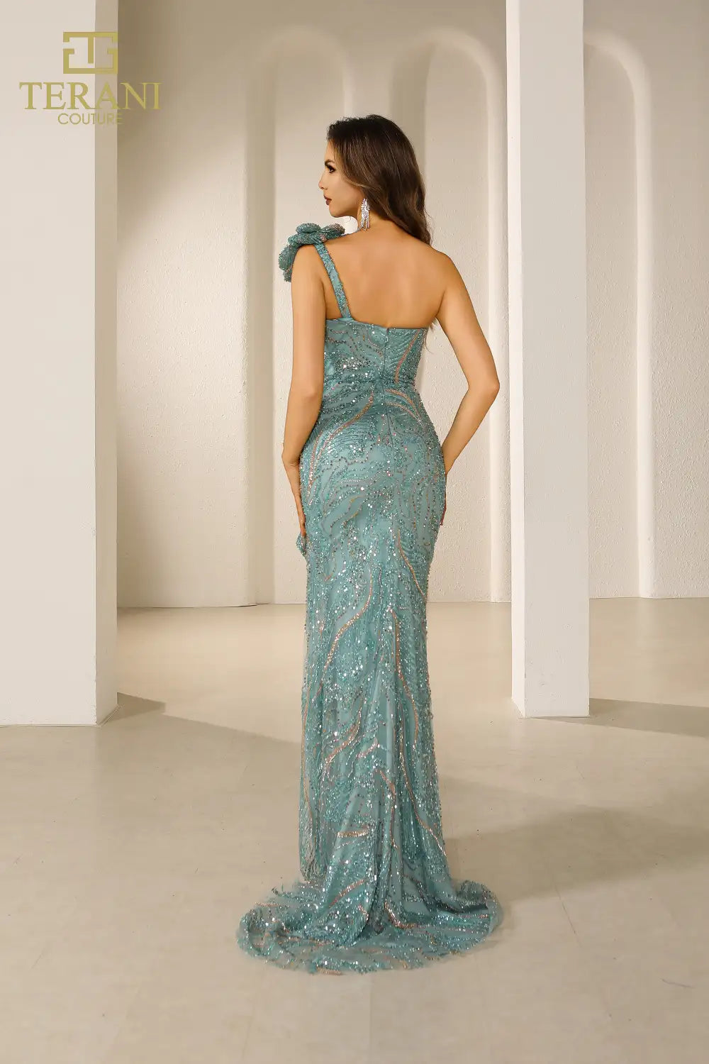 Prom Dresses Beaded Long Slit Fitted Formal Prom Dress Tiffany