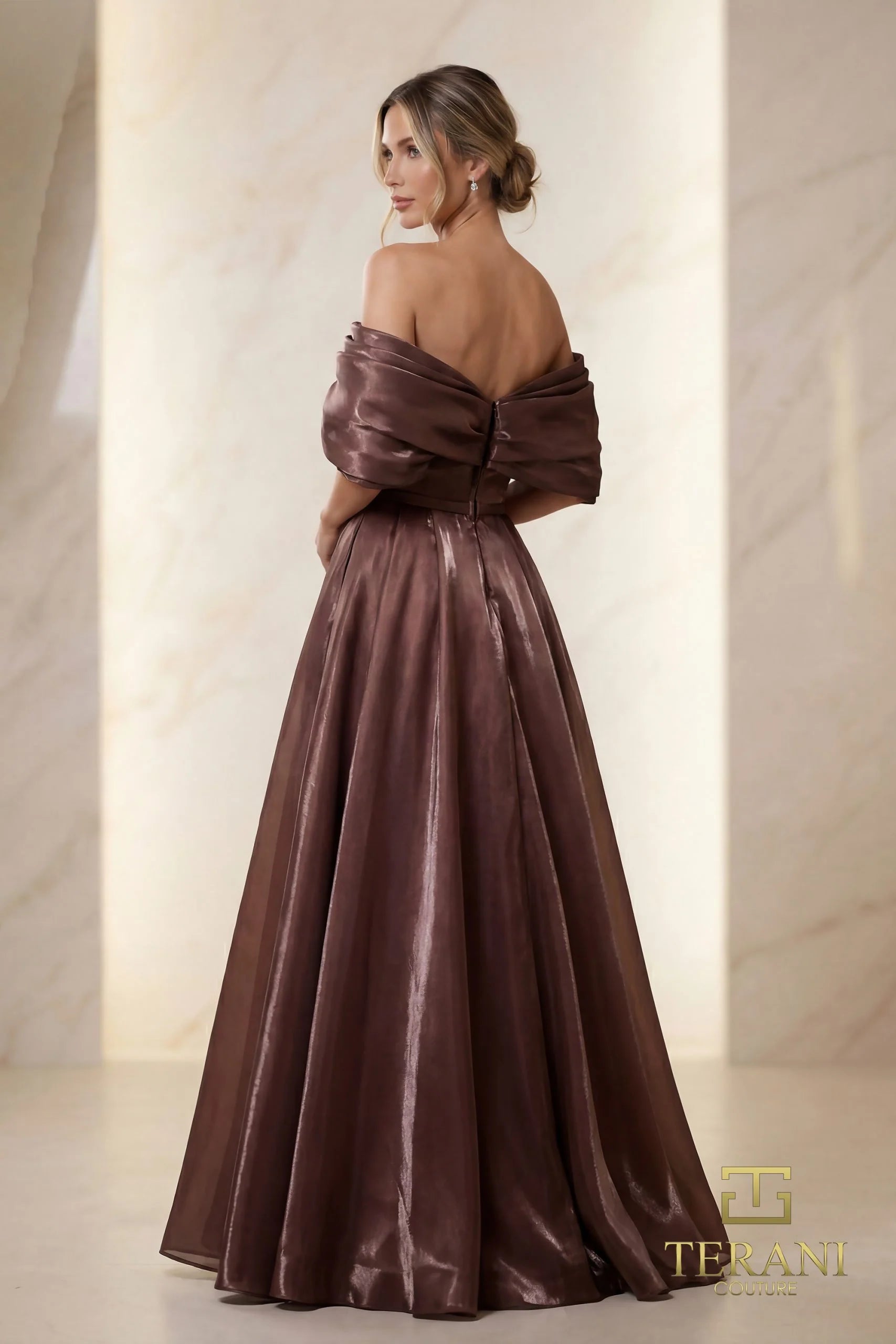Formal Dresses Pleated A Line Long Formal Evening Dress Espresso