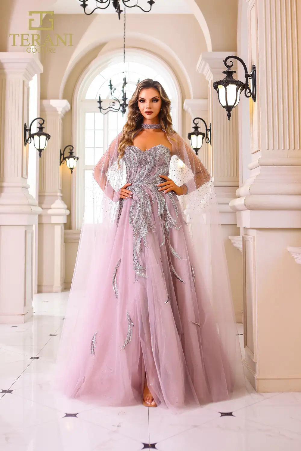 Prom Dresses A Line Long Ball Gown Formal Beaded Prom Dress Rose Silver