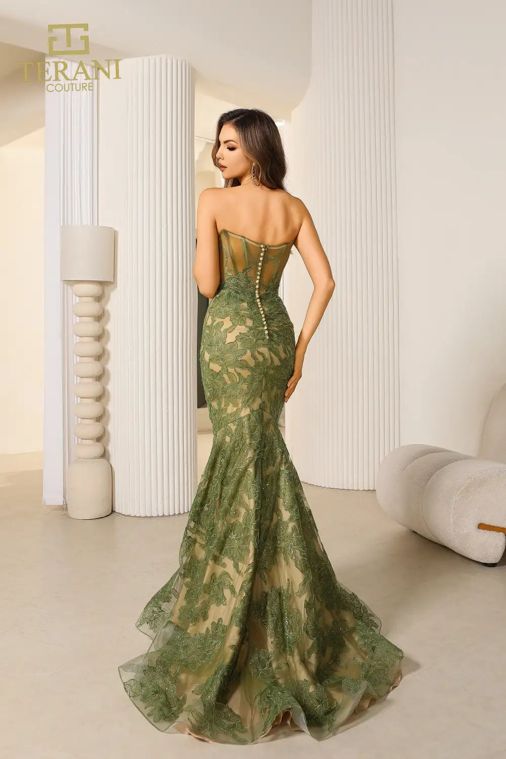 Prom Dresses Long Fishtail Formal Prom Dress Green Nude