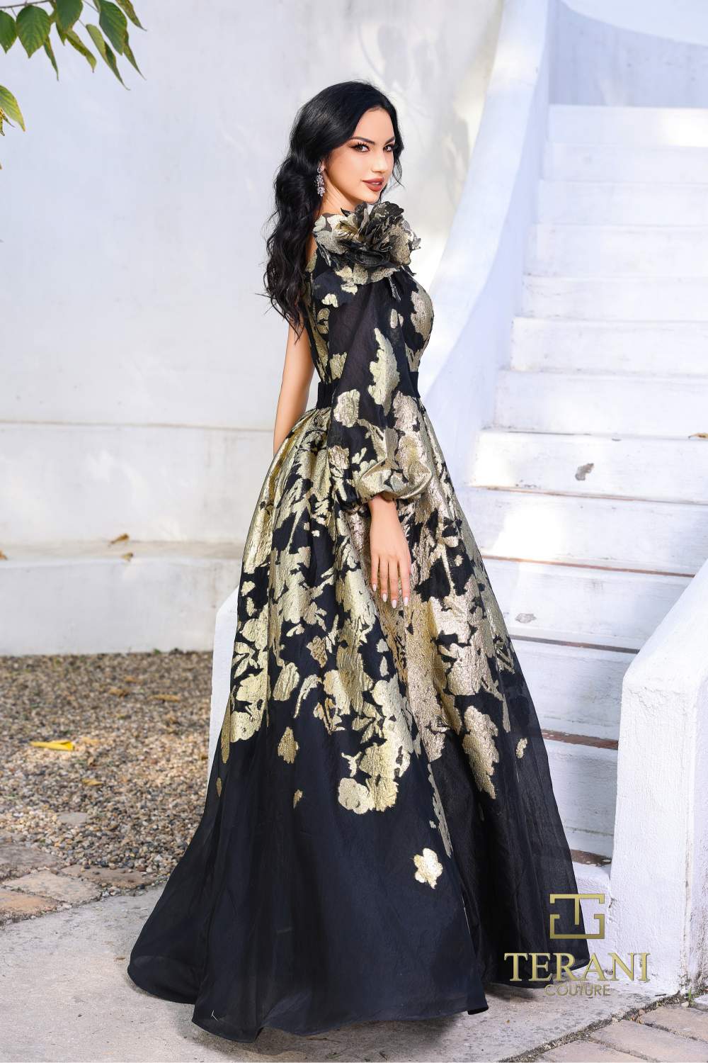 Formal Dresses Long Ball Gown Formal Metallic Evening Dress Black Gold