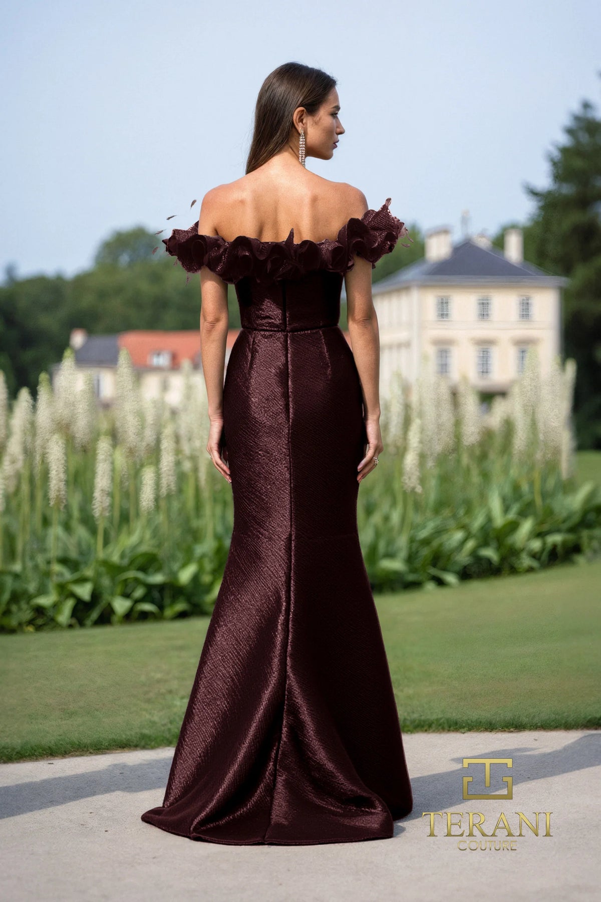 Formal Dresses Long Ruffle Metallic Formal Dress Vino