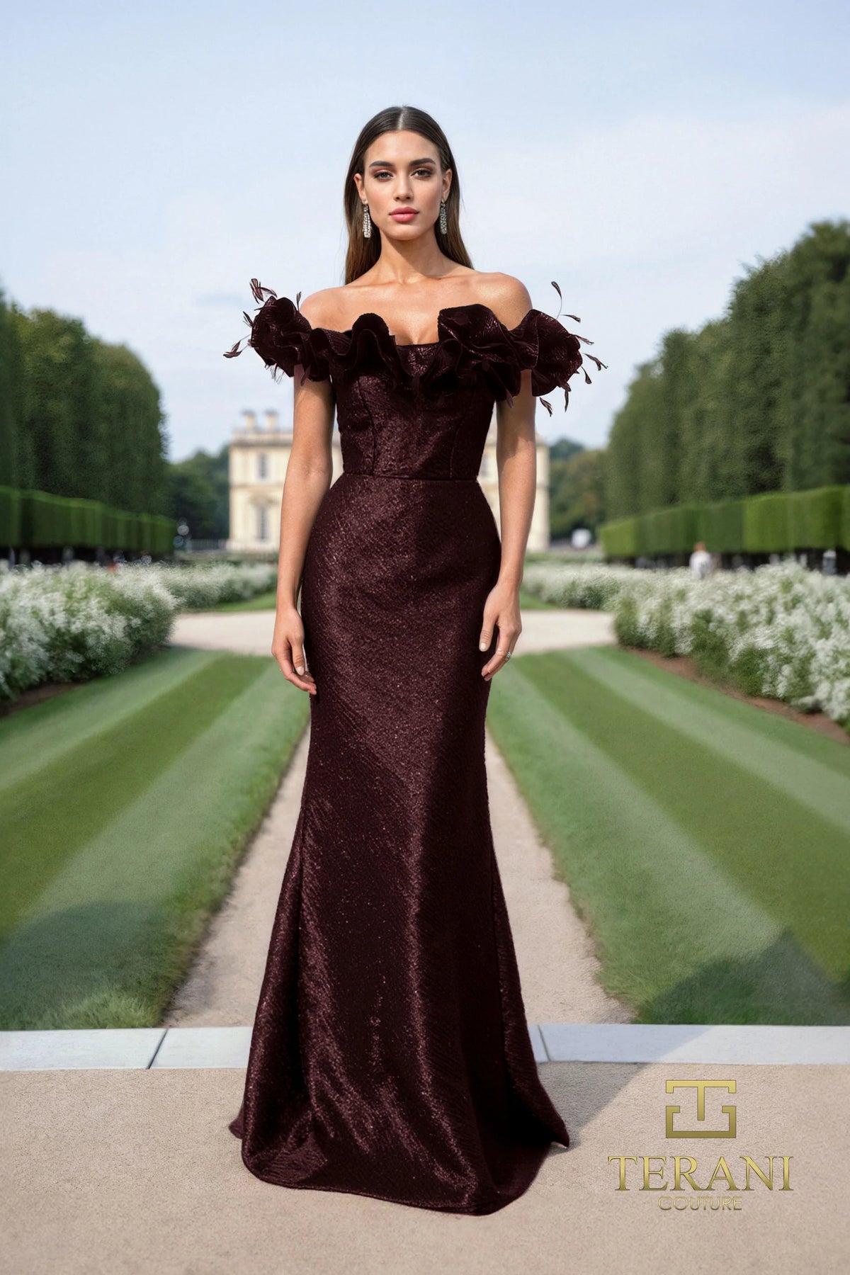 Formal Dresses Long Ruffle Metallic Formal Dress Vino
