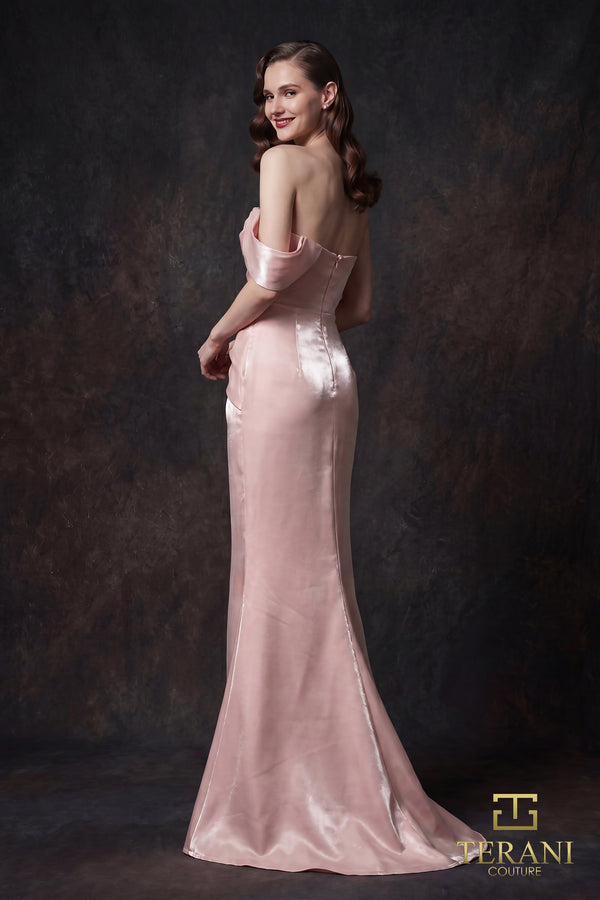 Off-the-Shoulder Floor-Length Satin Formal Mermaid Terani Couture 252E5162