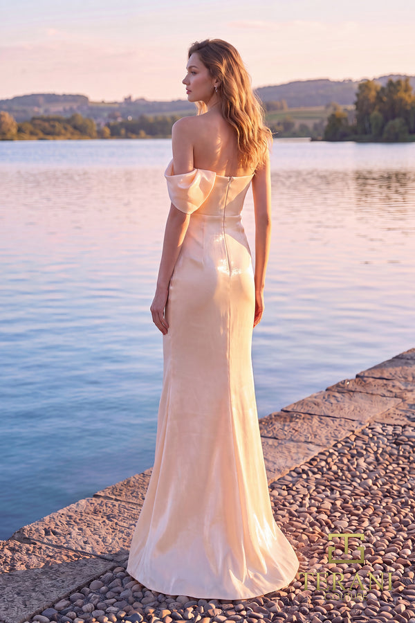Off-the-Shoulder Floor-Length Satin Formal Mermaid Terani Couture 252E5162