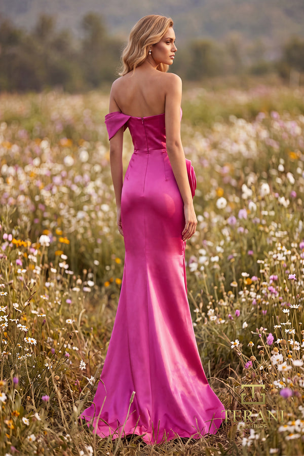 Off-the-Shoulder Floor-Length Satin Formal Mermaid Terani Couture 252E5162