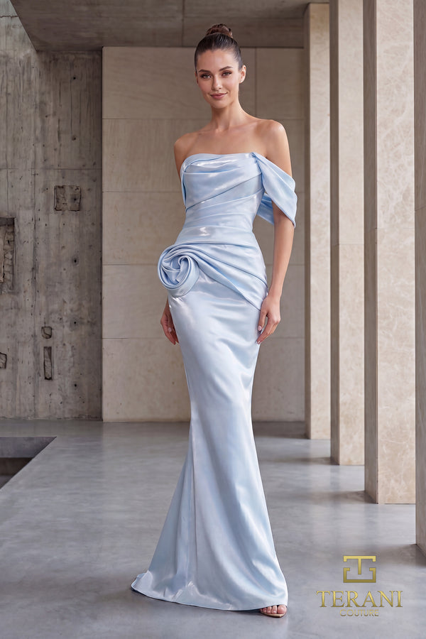 Off-the-Shoulder Floor-Length Satin Formal Mermaid Terani Couture 252E5162