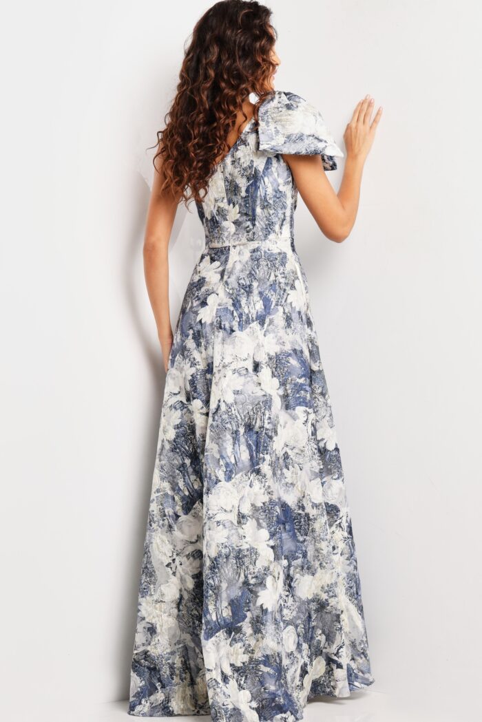 Formal Dresses A Line Long Pleated Print Formal Dress Print
