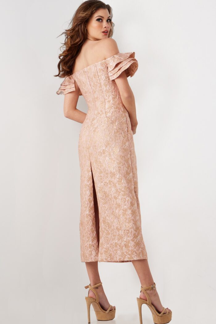 Formal Dresses Short Printed Formal Teal Length Evening Dress Rose/Gold