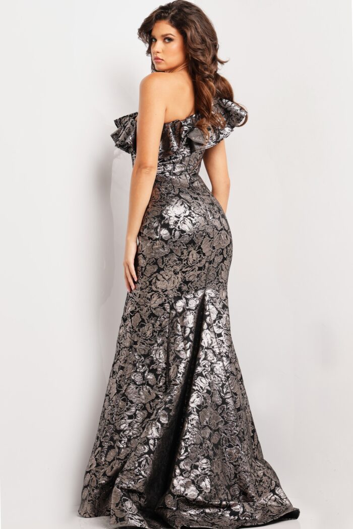Formal Dresses Long Metallic Formal Evening Dress Gunmetal/Black