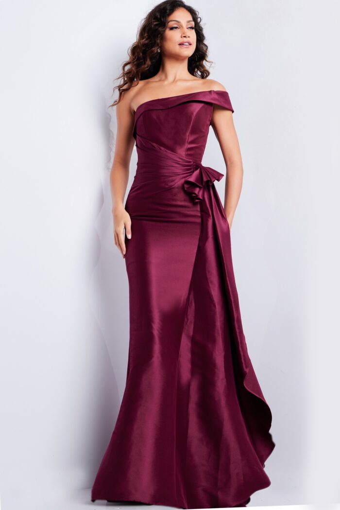 Formal Dresses Long Formal Ruched Evening Dress Burgundy