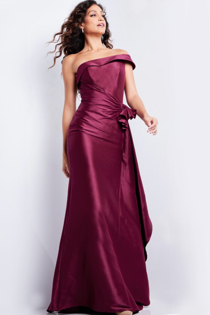 Formal Dresses Long Formal Ruched Evening Dress Burgundy