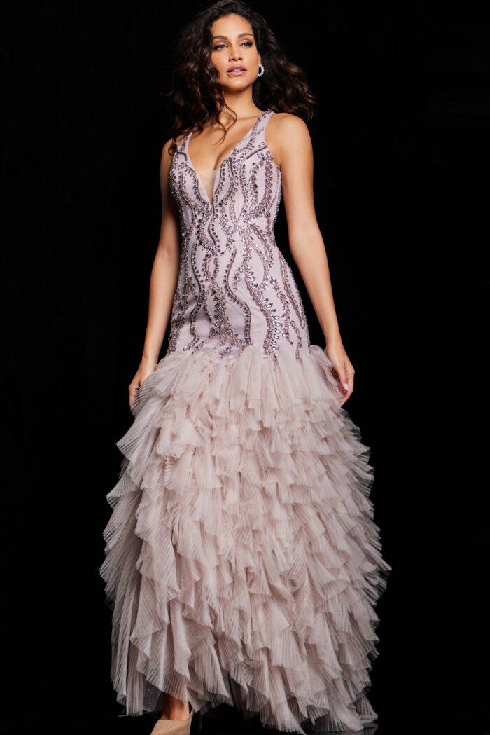 Formal Dresses Long Formal Beaded Mermaid Evening Dress Mauve