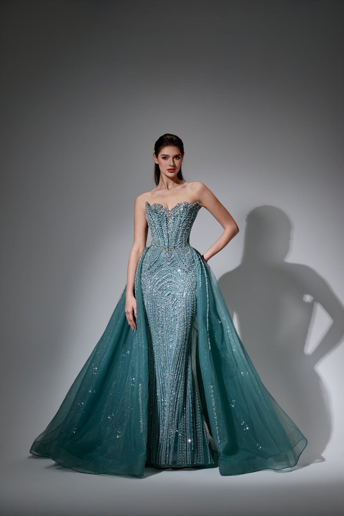 Strapless Curved Neck Floor-Length Tulle Prom A-Line Pre Order