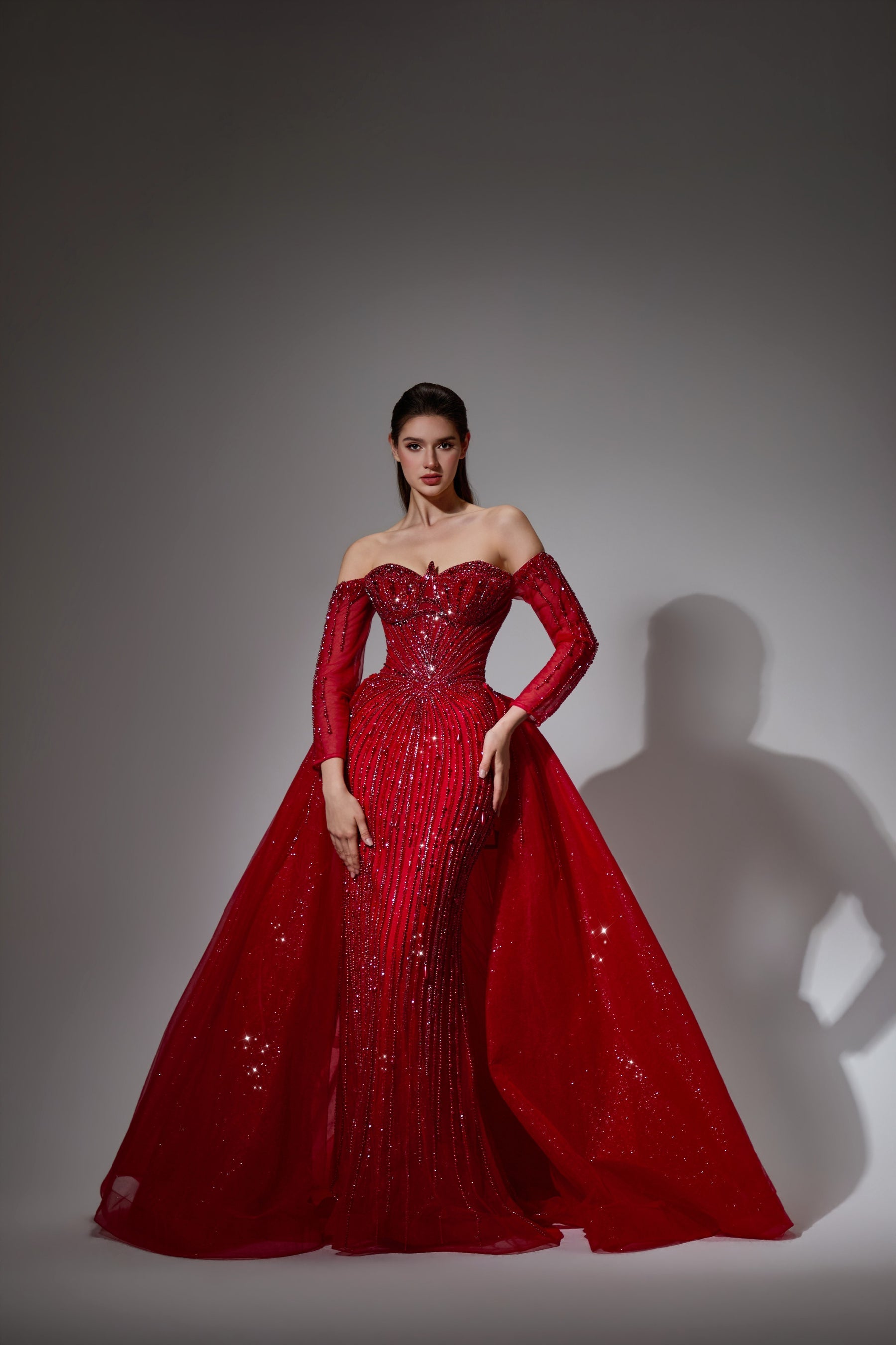 Off-the-Shoulder Floor-Length with Train Tulle Prom Mermaid Trumpet Luscious Delia LD11539 Pre Order