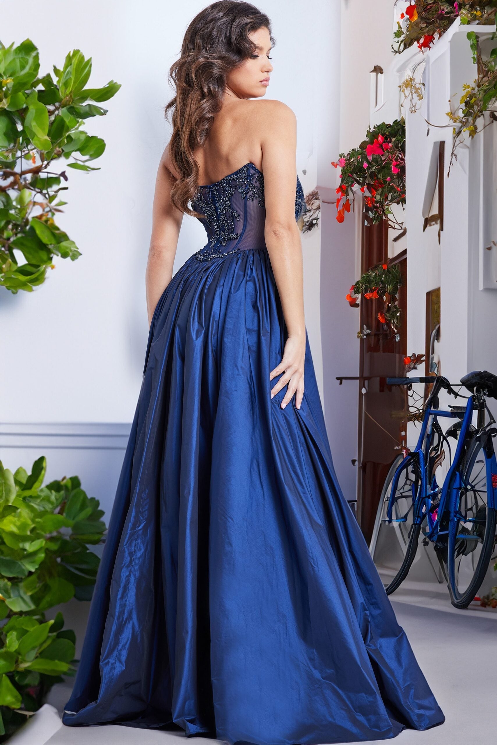 Prom Dresses Long Beaded Formal Prom Ball Gown Navy
