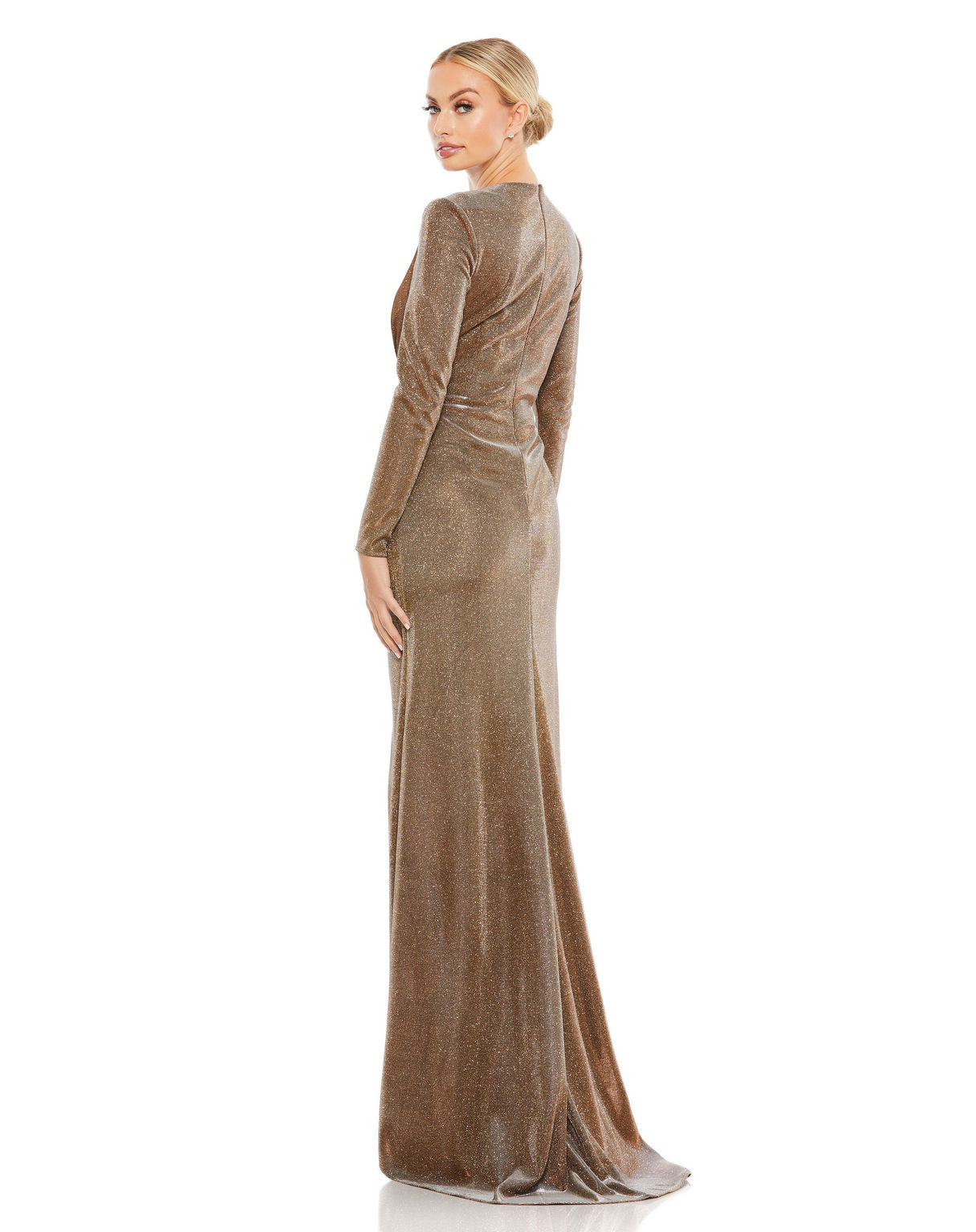 Formal Dresses Long Sleeve Front Twist Formal Prom Dress Bronze