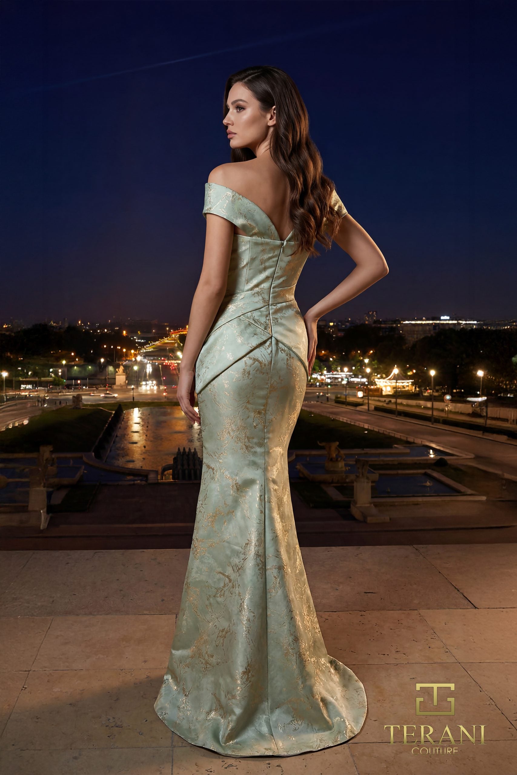 Formal Dresses Print Long Beaded Formal Dress Seafoam-Jacquard-261E6252-Printed