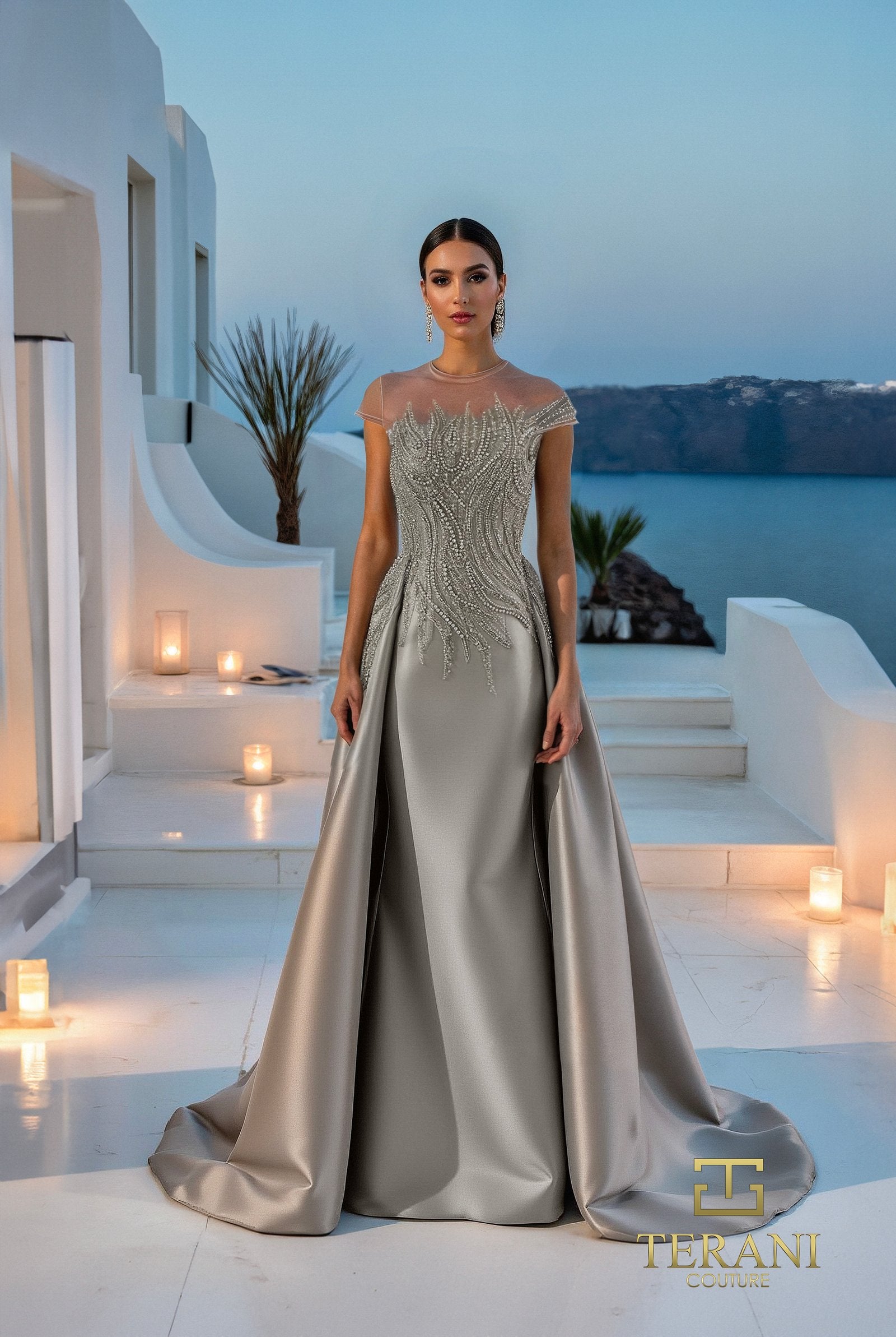 Mother of the Bride Dresses Long Beaded Formal Mother of the Bride Dress Taupe