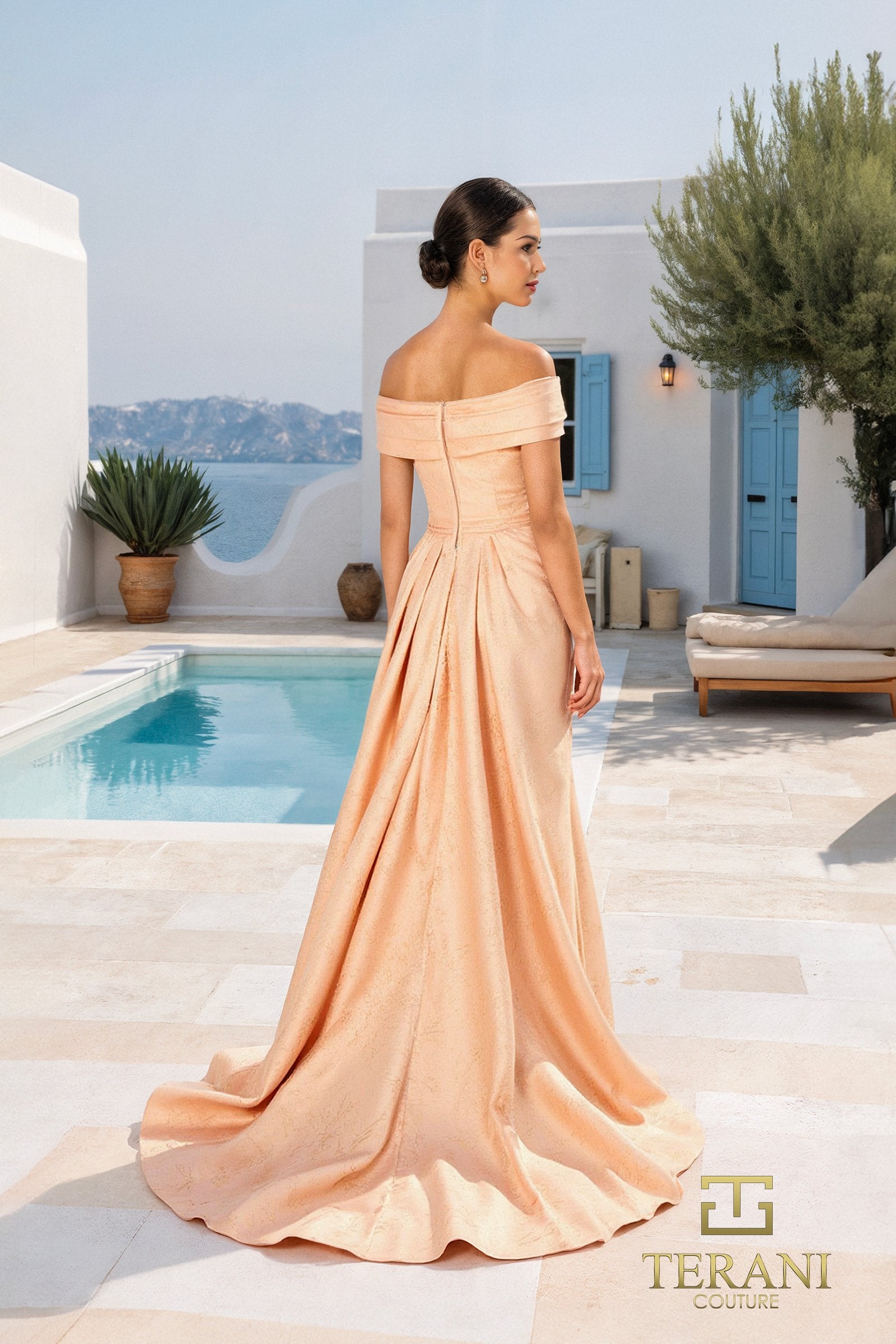 Formal Dresses Fitted Long Formal Evening Dress Blush Gold-Jacquard-261M6444-Floral