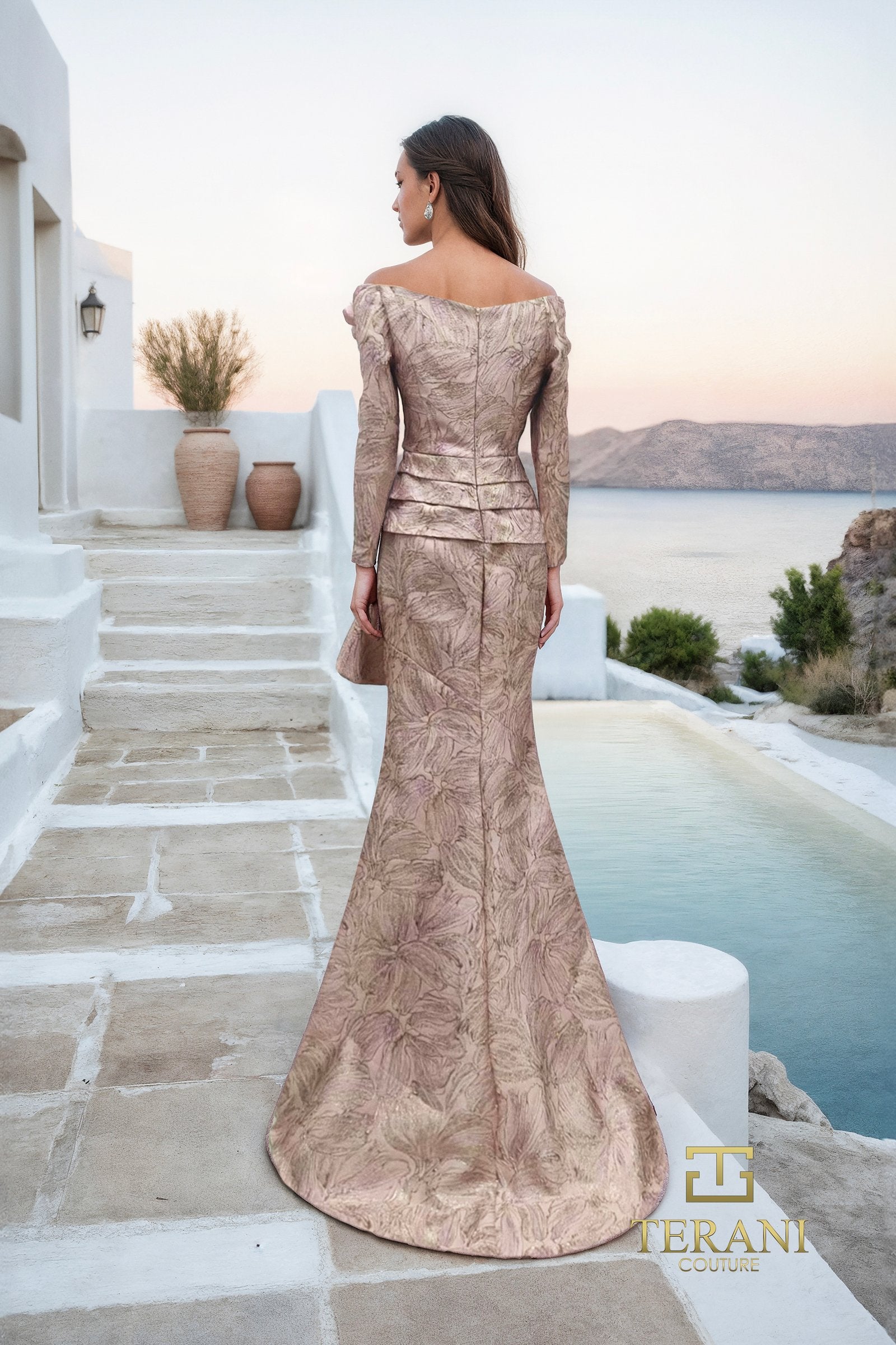 Mother of the Bride Dresses Long Sleeve 3D Floral Mother of the Bride Dress Blush Rose