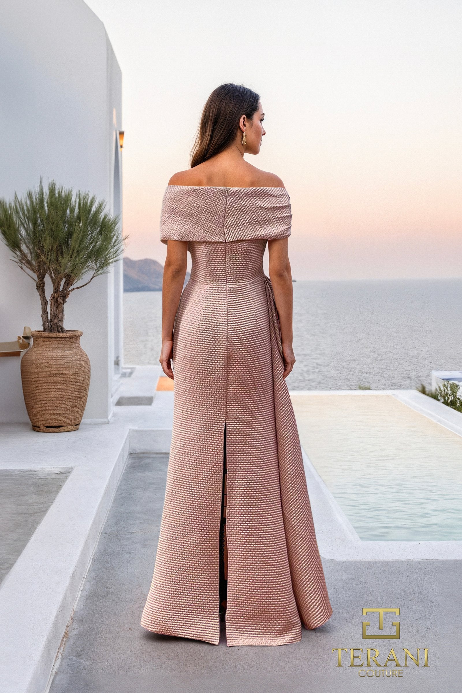 Formal Dresses Long Formal Evening Cape Dress ROSE GOLD