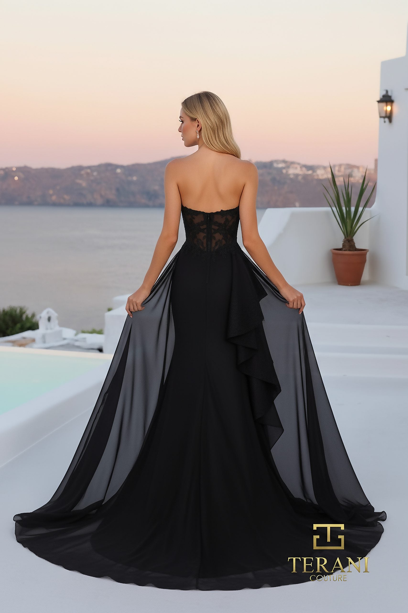 Prom Dresses Lace Long Formal Slit Prom Dress Black Nude-Mikado-261P6261-Lace