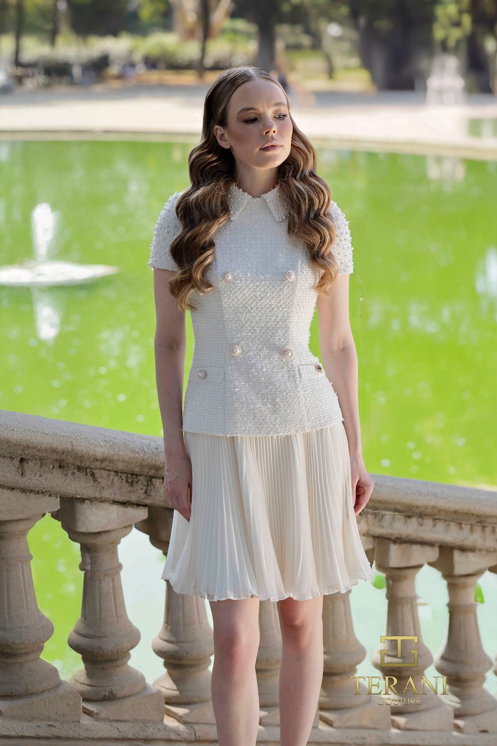 Cocktail Dresses Short Beaded Mini Cocktail Evening Dress Ivory-Tweed-261C6519-Beaded