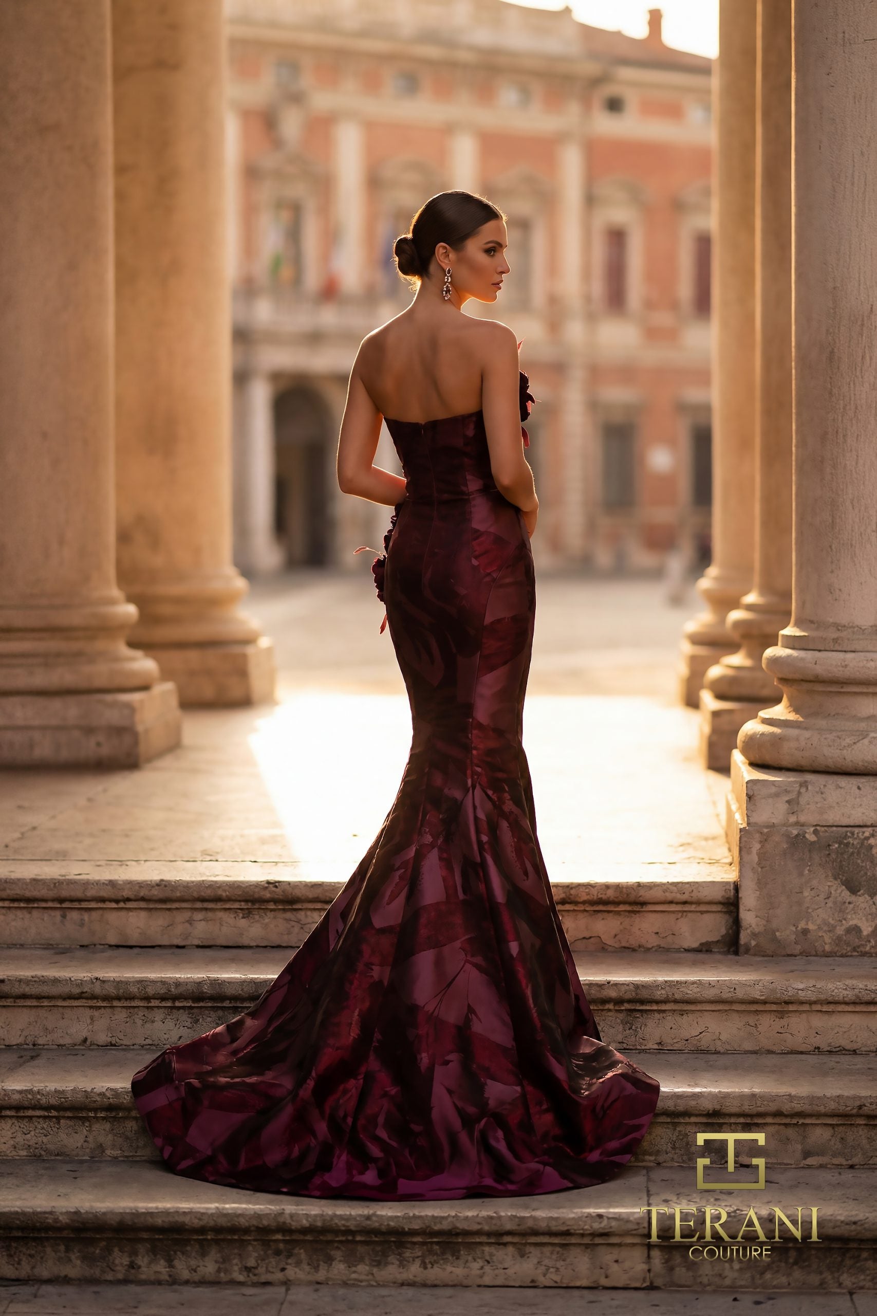 Prom Dresses Long Mermaid Floral Formal Prom Dress Red