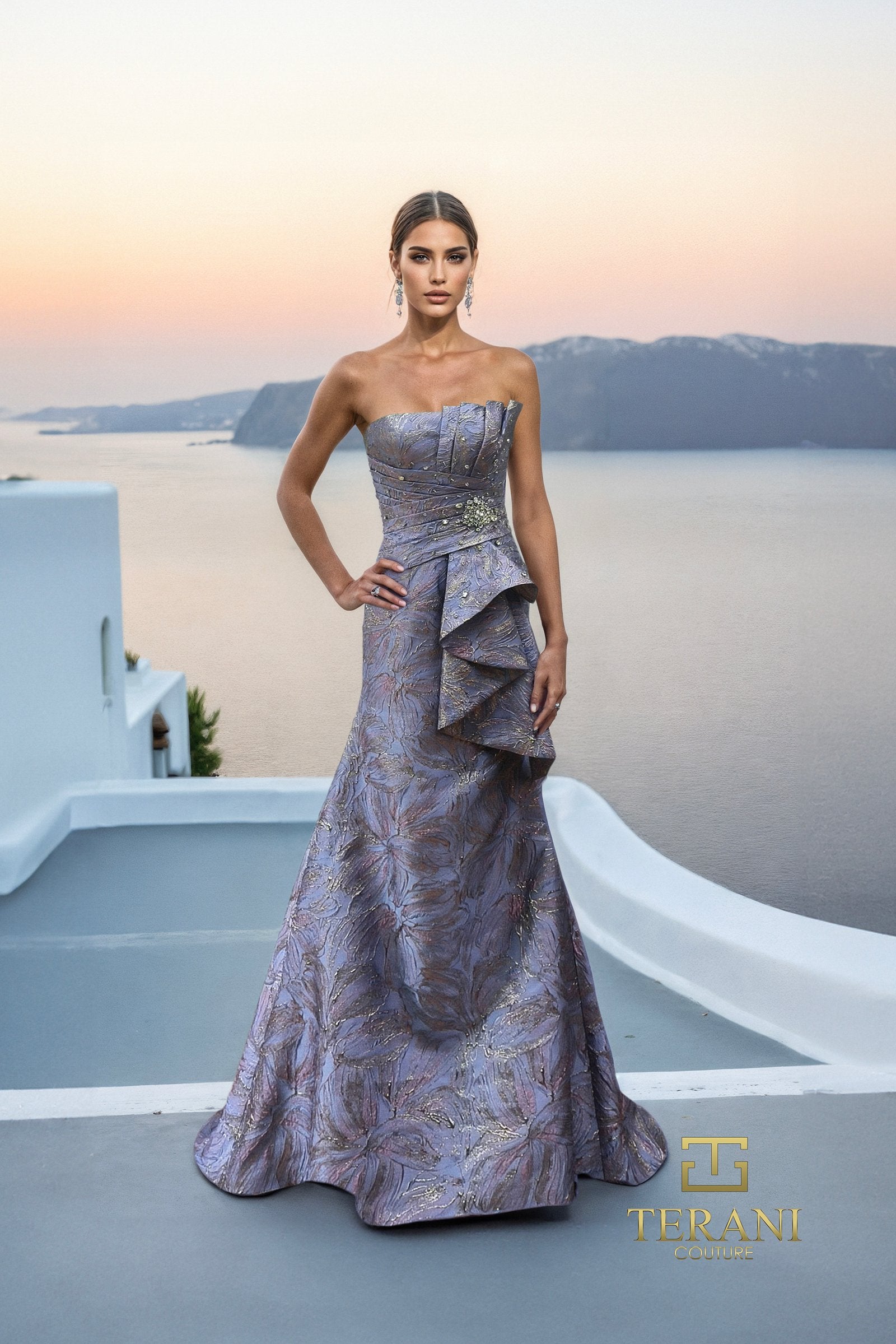 Prom Dresses Beaded Long Formal Ruffle Mermaid Prom Dress Blue Rose-Jacquard-261E6269-Beaded