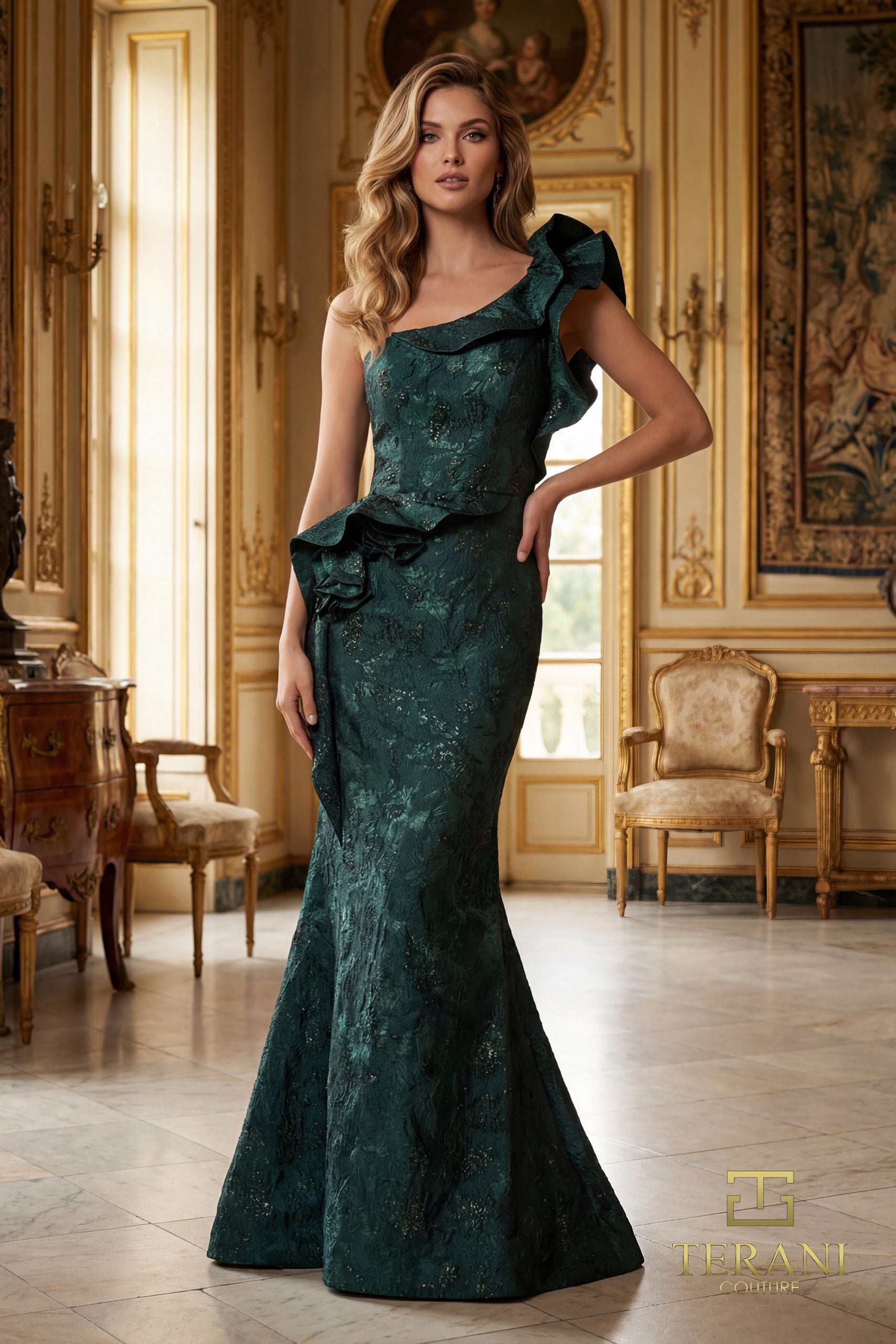 Formal Dresses Long Mermaid Ruffle Formal Dress Emerald