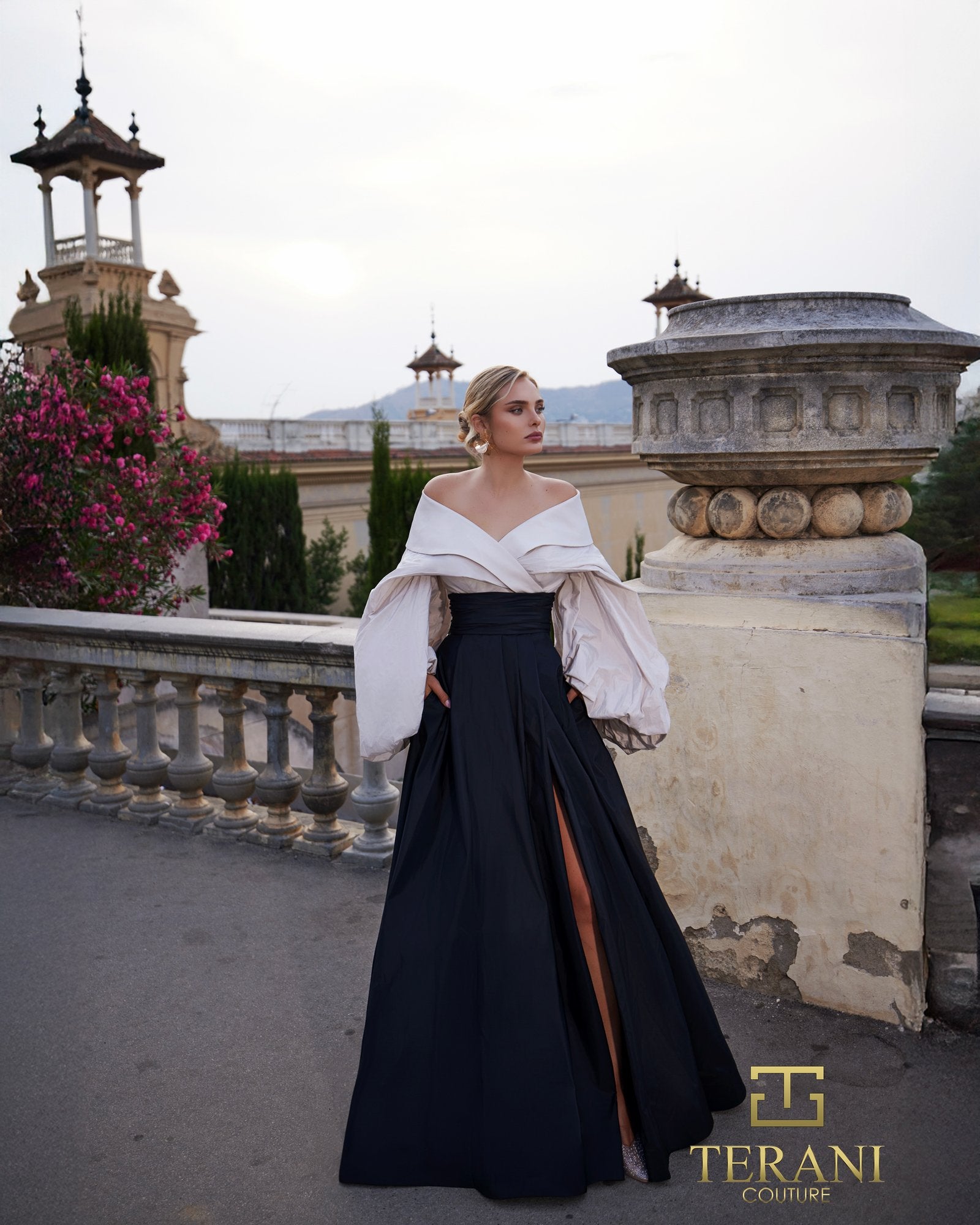 Formal Dresses Long Sleeve Formal Dress Beige Black-Taffeta-261E6720-Layered