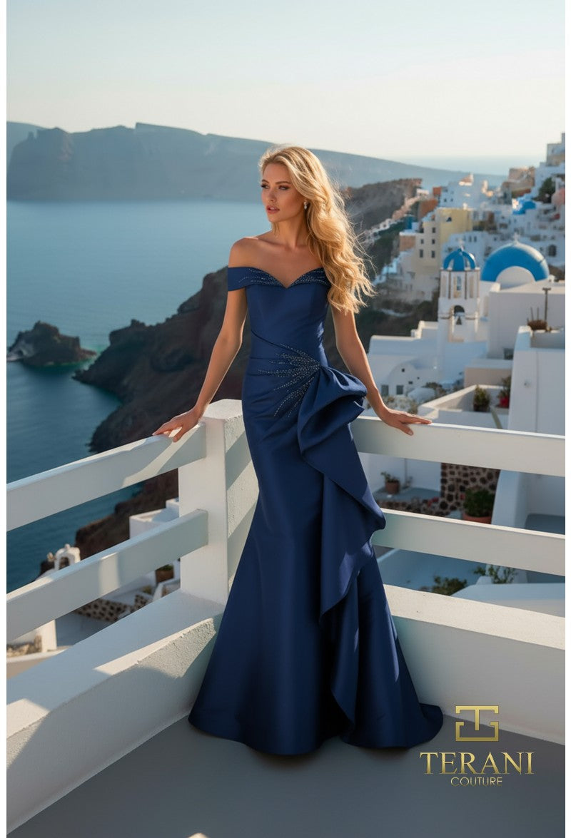 Prom Dresses Beaded Prom Long Formal Evening Dress Navy