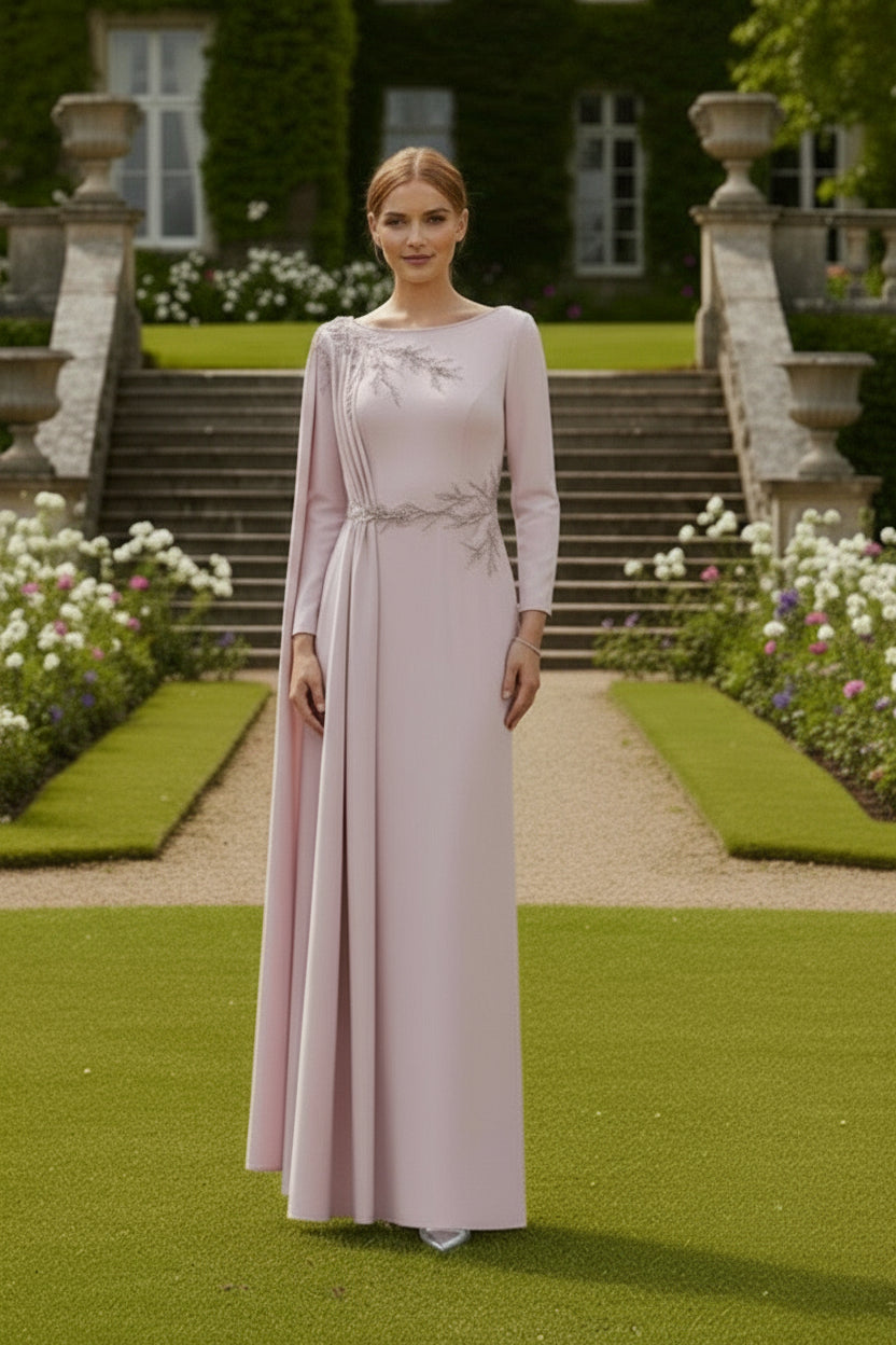 Mother of the Bride Dresses Long Sleeve Mother of the Bride Formal Dress PINK TULIP